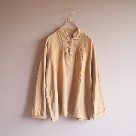 vintage dragon embroidered blouse