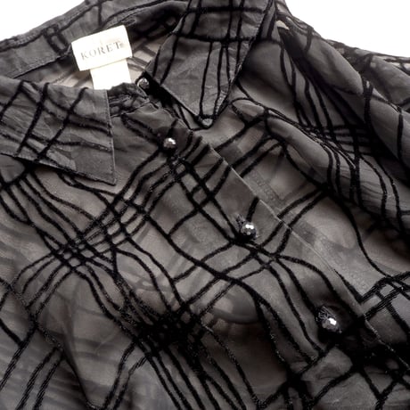 90s abstract sheer oversized blouse