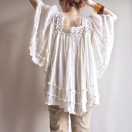 Greece ivory gauze blouse
