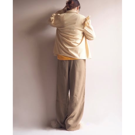 70s〜 pastel yellow ruffle blouse