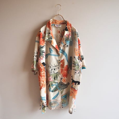 "Maggy Sweet" oriental print oversized s/s blouse
