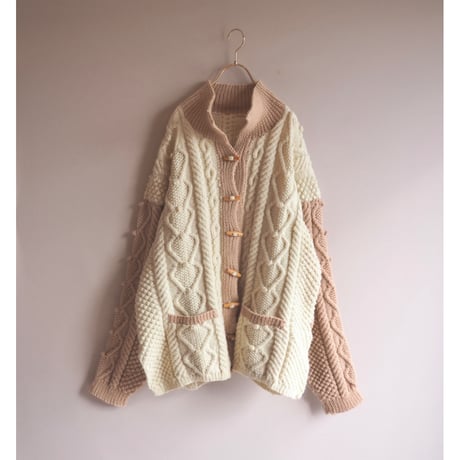 vintage bi color cable design cardigan