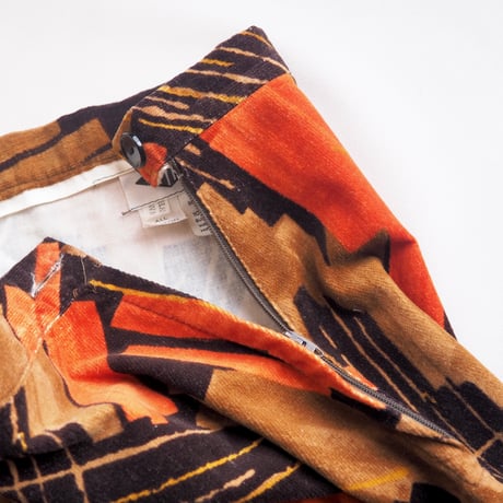 70s〜 abstract design velvet maxi skirt