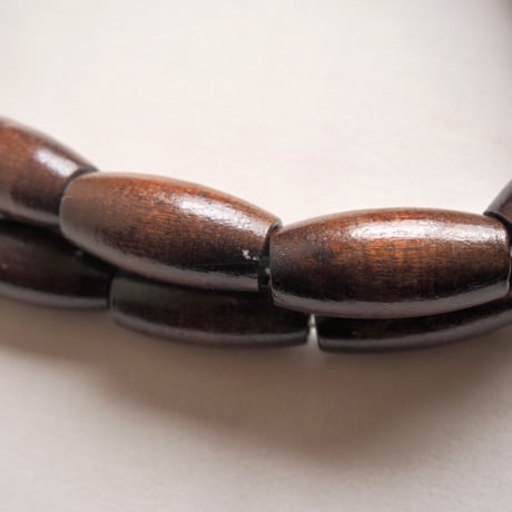 70〜80s wood beads handle granny knit bag