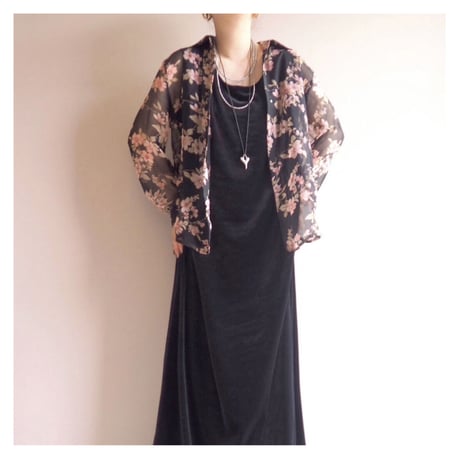 "Notations" black sheer floral blouse