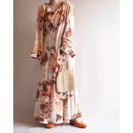 70s watercolor blouse & maxi dress set