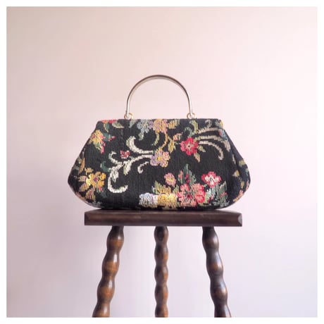 70s〜 floral needlepoint tapestry bag