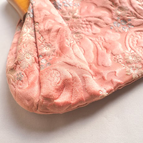 60〜70s wood handle floral brocade bag