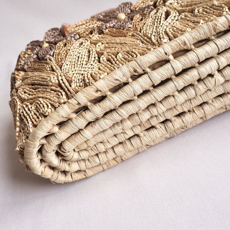 70〜80s straw floral bag