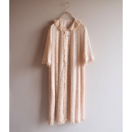 60s "Odette Barsa" lace ruffle night robe