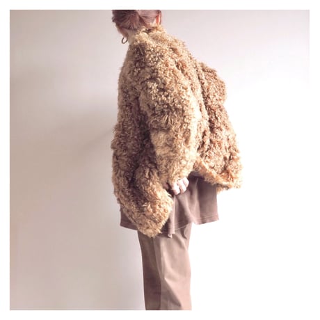 vintage curly lamb fur jacket