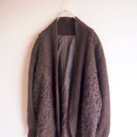 vintage angora floral design cardigan