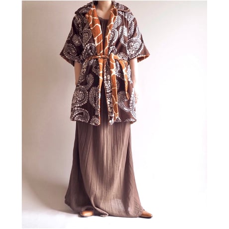 70s brown floral pile robe