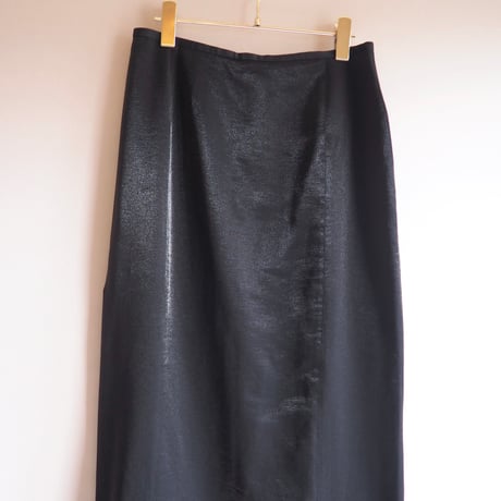 "SAND" black shiny maxi skirt
