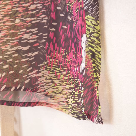 "LIZ BAKER" abstract print sheer blouse