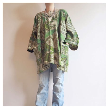 vintage african batik embroidered blouse