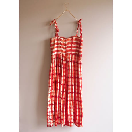 70s〜 strap plaid maxi dress