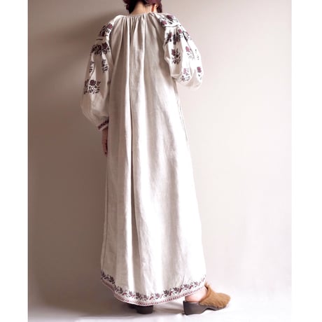 vintage ukrainian embroidered maxi dress