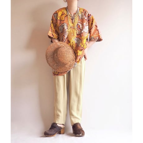 vintage african batik embroidered blouse