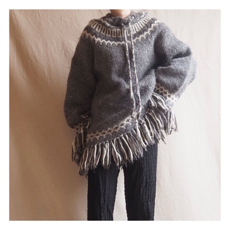 vintage wool nordic fringe sweater