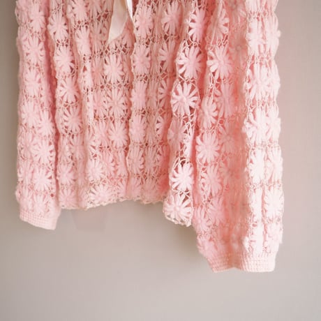 60s floral crochet bed jacket