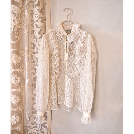 70〜80s ruffle lace blouse