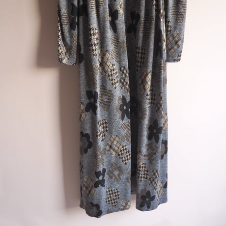 70〜80s "David Brown" metallic floral knit maxi dress