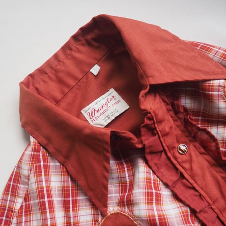 70s "Wrangler" ruffle plaid western shirts