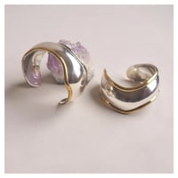 vintage "LATON" Mexican silver × brass wave cuff bangle
