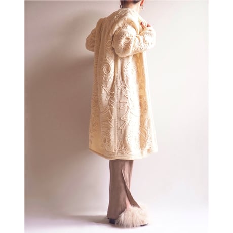 vintage embroidered design long cardigan