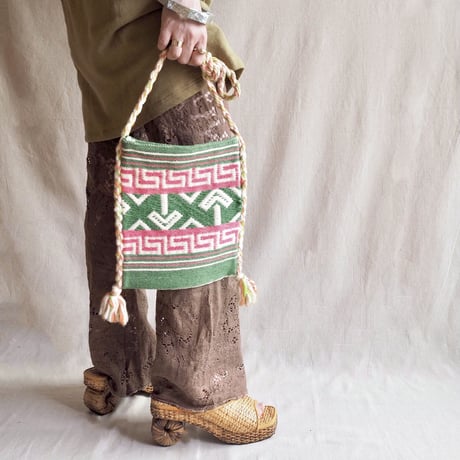 90s Greece fringe rug bag