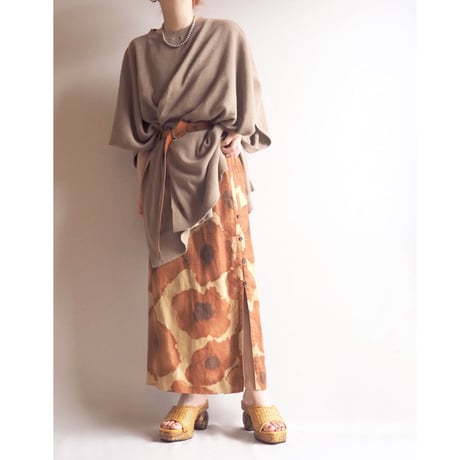 abstract print linen maxi skirt