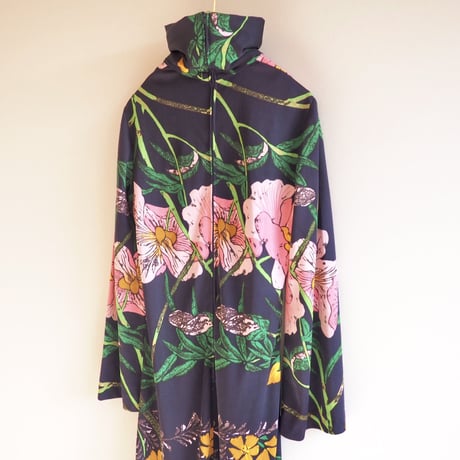 70s floral jersey turtleneck maxi dress