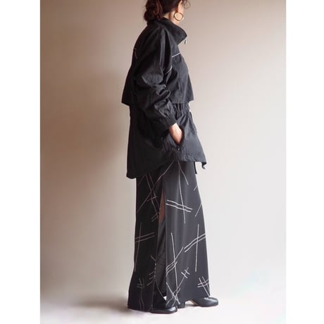 "GANTOS" abstract print side slit maxi skirt