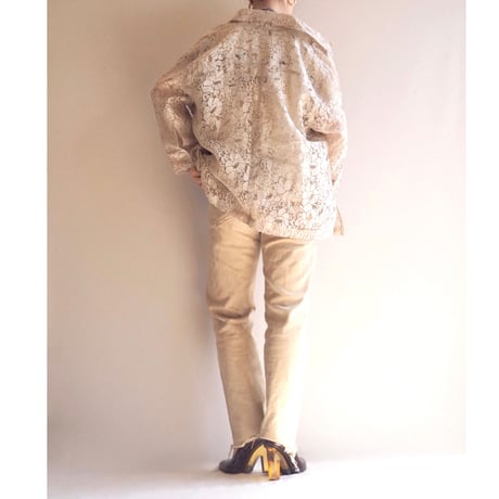 "Notations" floral sheer blouse
