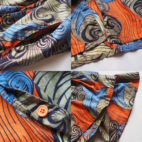 "The African Village" big collar tunic dress & skirt (OR×BU)