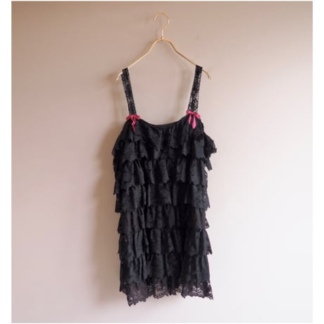 60s〜 "Jeri Morton" lingerie lace ruffle dress