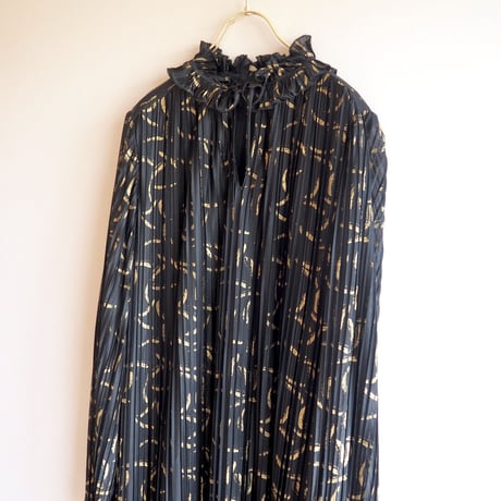 vintage ruffle pleated midi dress