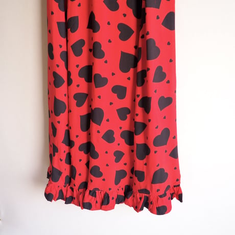 vintage heart ruffle maxi skirt
