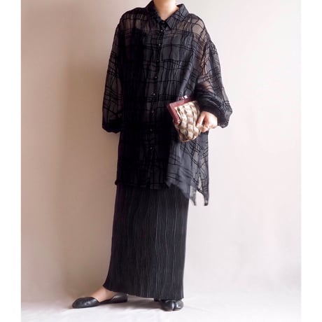 90s abstract sheer oversized blouse