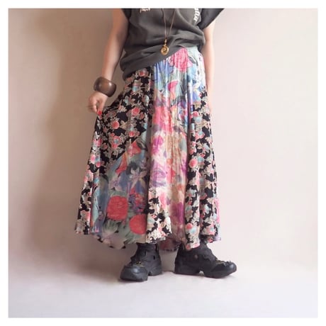 "Carol Little" floral patchwork midi skirt