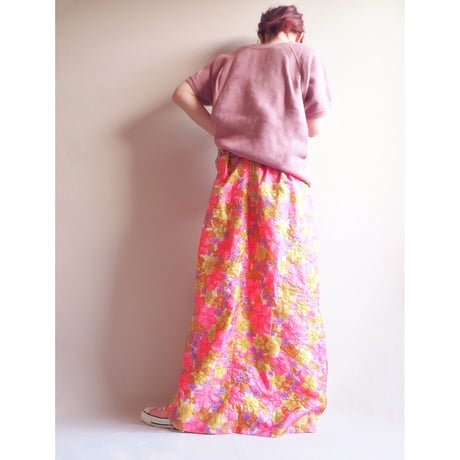 70s floral emboss maxi skirt