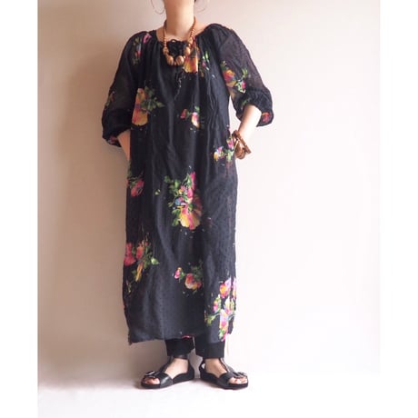 80〜90s floral sheer maxi dress
