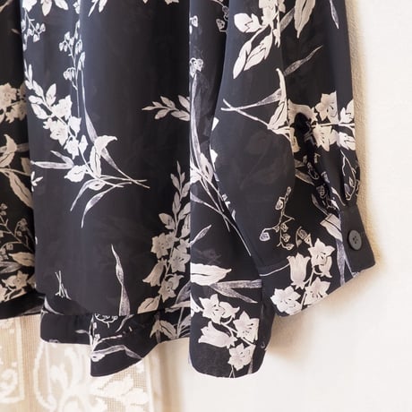 vintage floral oversized sheer blouse