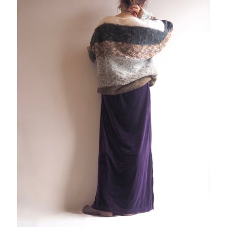 made in USA dark purple velours maxi skirt