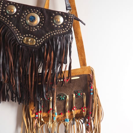 70〜80s studs fringe leather bag