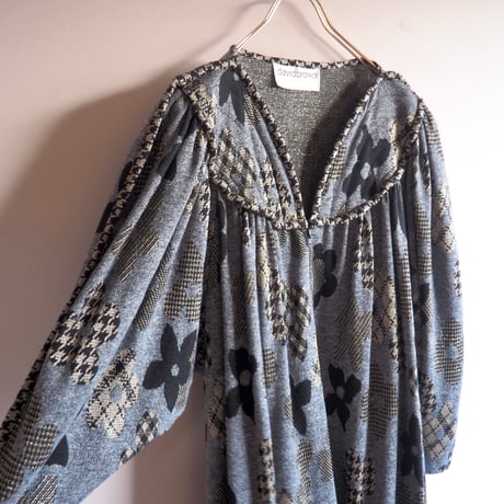 70〜80s "David Brown" metallic floral knit maxi dress
