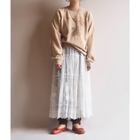 70〜80s lace tiered maxi skirt