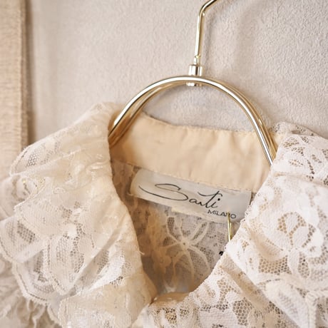 70〜80s ruffle lace blouse