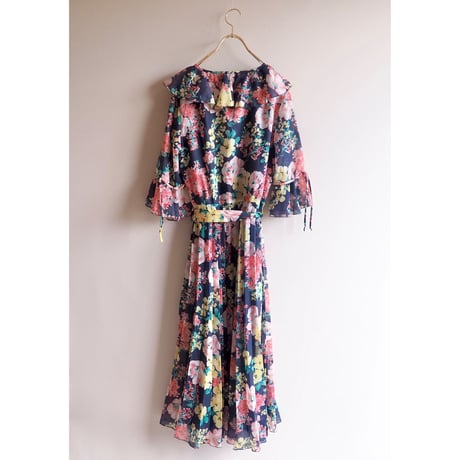 70s floral ruffle maxi dress